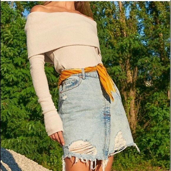 FREE PEOPLE Parker Denim Wrap Skirt.Size 24 - Picture 1 of 13